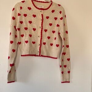 Jessica Simpson Cream Cardigan with Red Heart Accents